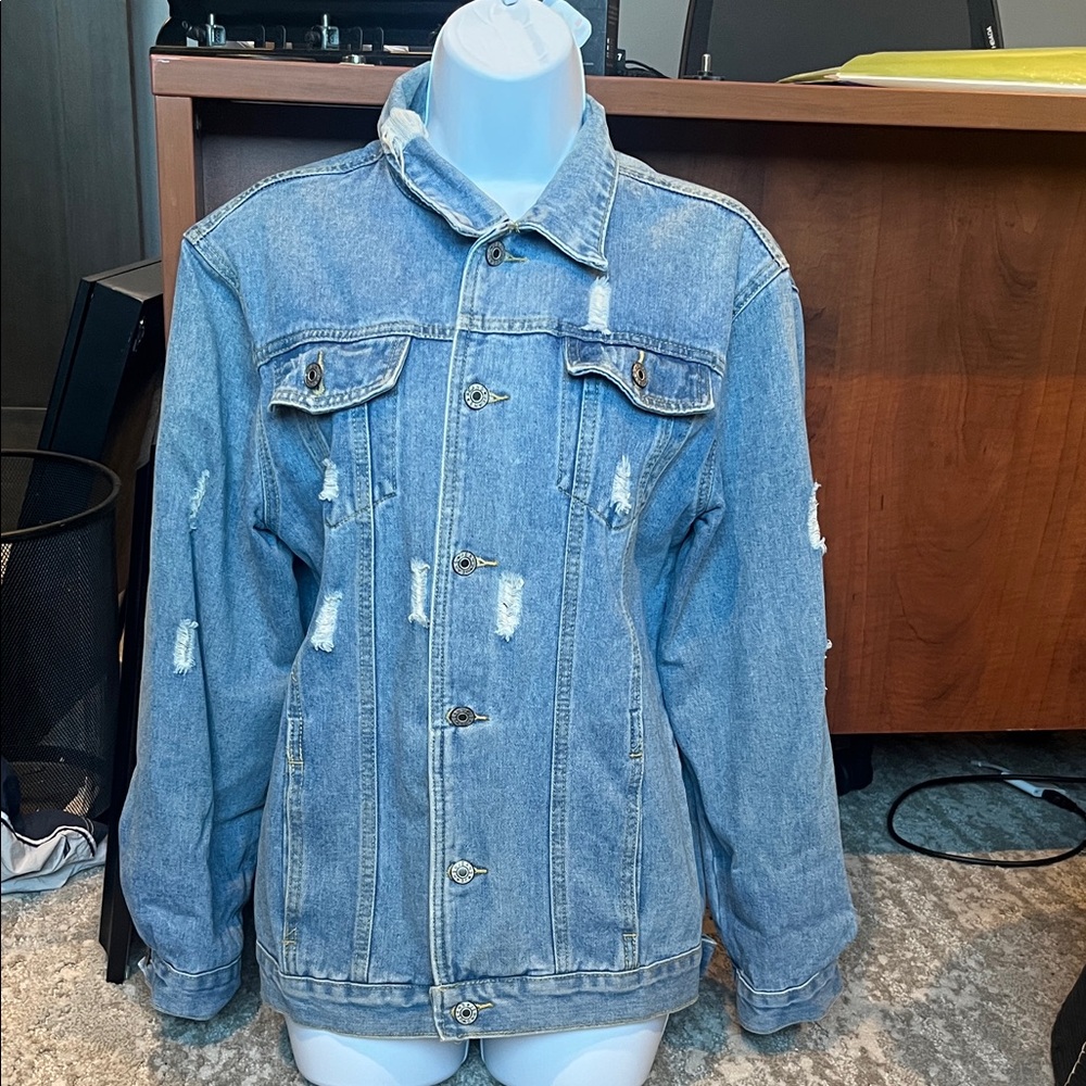 Classic Blue Distressed Jean Jacket